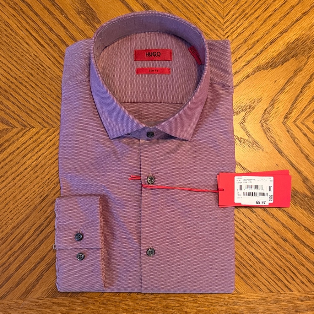 HUGO Easton Men's Lavender Dress Shirt NWT 16.5 34/35